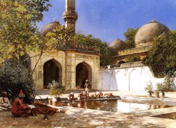 エドウィン・ロード・ウィークス Painting - モスクの中庭の人物 ペルシャ人 エジプト人 インド人 エドウィン・ロード・ウィーク